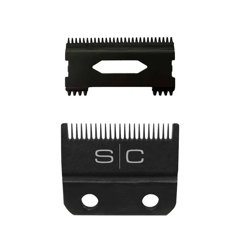 Stylecraft Replacement Double Black Diamond Carbon DLC Fixed Fade Blade with Shallow Tooth Cutter 2.0 Clipper Blade Set